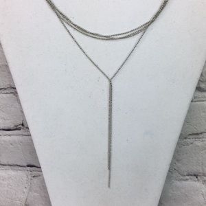 80R Boho Chic Silver tone Multi-Layer Necklace